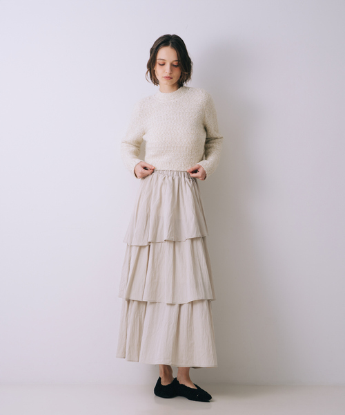SELFIST(セルフィスト)の「アシメティアードスカート 秋服 冬服 ウエストゴム(スカート・レディース・アイボリー/ブラック・フリー)」の15枚目の写真