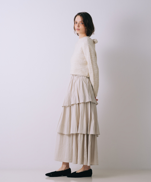 SELFIST(セルフィスト)の「アシメティアードスカート 秋服 冬服 ウエストゴム(スカート・レディース・アイボリー/ブラック・フリー)」の17枚目の写真