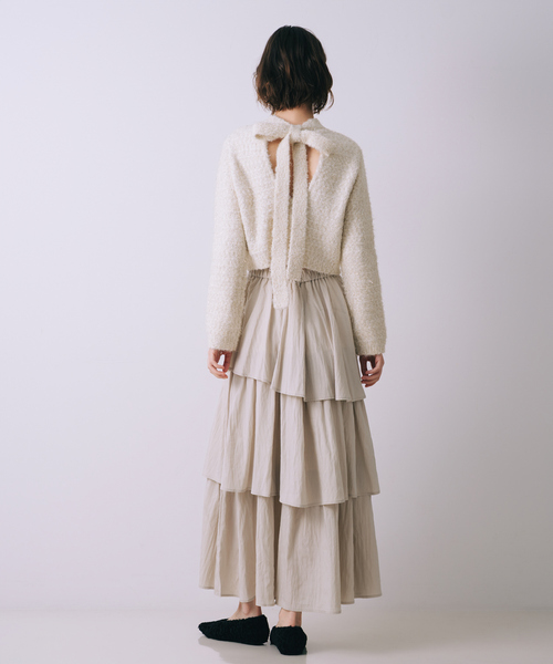 SELFIST(セルフィスト)の「アシメティアードスカート 秋服 冬服 ウエストゴム(スカート・レディース・アイボリー/ブラック・フリー)」の18枚目の写真