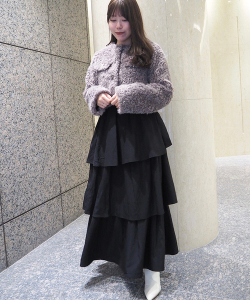 SELFIST(セルフィスト)の「アシメティアードスカート 秋服 冬服 ウエストゴム(スカート・レディース・アイボリー/ブラック・フリー)」の12枚目の写真