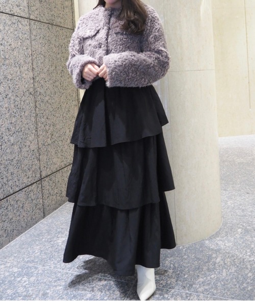 SELFIST(セルフィスト)の「アシメティアードスカート 秋服 冬服 ウエストゴム(スカート・レディース・アイボリー/ブラック・フリー)」の14枚目の写真