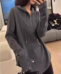 フード付きチュニックトップス