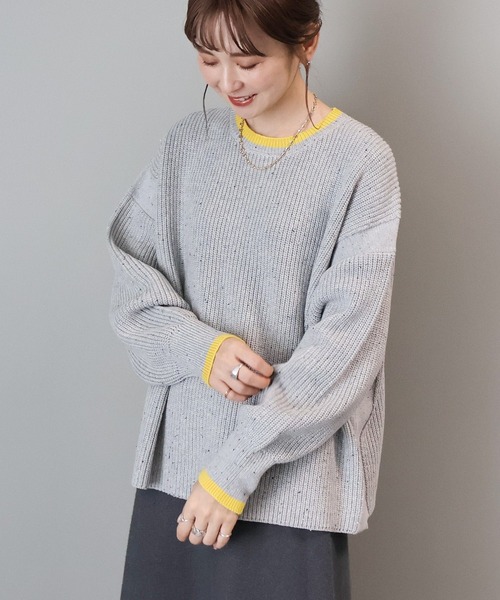 AMERICAN HOLIC（アメリカンホリック）の「【WEB限定】配色ラインニットプルオーバー（ニット/セーター・レディース・ホワイト系その他/グレー系その他・M/L）」の6枚目の写真