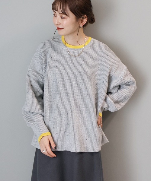 AMERICAN HOLIC（アメリカンホリック）の「【WEB限定】配色ラインニットプルオーバー（ニット/セーター・レディース・ホワイト系その他/グレー系その他・M/L）」の7枚目の写真