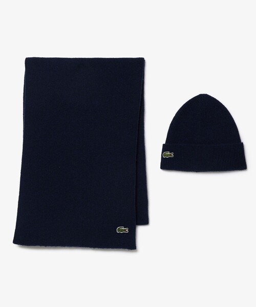LACOSTE（ラコステ）の「ウールブレンドニットマフラー＆ビーニーギフトセット（ニットキャップ/ビーニー・メンズ・ネイビー・FREE）」の6枚目の写真