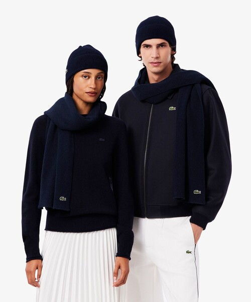 LACOSTE（ラコステ）の「ウールブレンドニットマフラー＆ビーニーギフトセット（ニットキャップ/ビーニー・メンズ・ネイビー・FREE）」の8枚目の写真