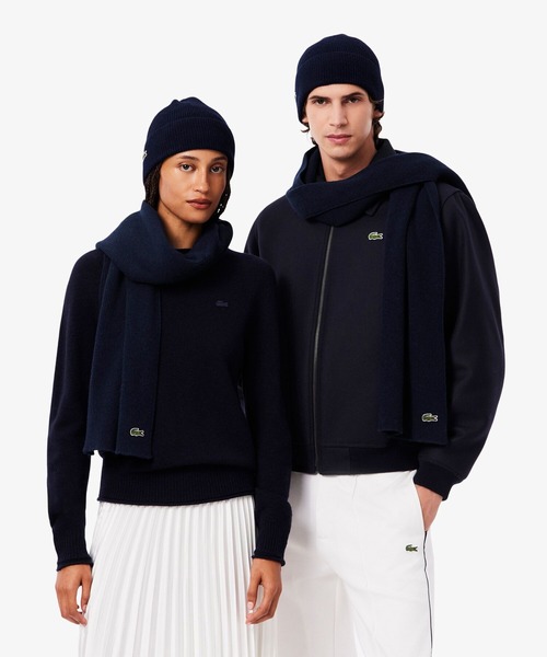 LACOSTE（ラコステ）の「ウールブレンドニットマフラー＆ビーニーギフトセット（ニットキャップ/ビーニー・メンズ・ネイビー・FREE）」の4枚目の写真