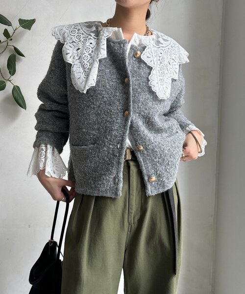 DouDou（ドゥドゥ）の「ループヤーンニットジャケット（カーディガン/ボレロ・レディース・グレー/ネイビー/ベージュ・FREE）」の21枚目の写真