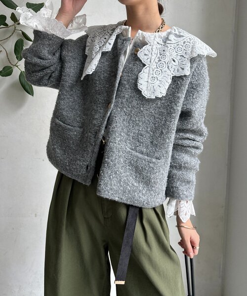 DouDou（ドゥドゥ）の「ループヤーンニットジャケット（カーディガン/ボレロ・レディース・グレー/ネイビー/ベージュ・FREE）」の19枚目の写真