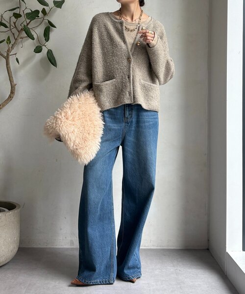 DouDou（ドゥドゥ）の「ループヤーンニットジャケット（カーディガン/ボレロ・レディース・グレー/ネイビー/ベージュ・FREE）」の15枚目の写真