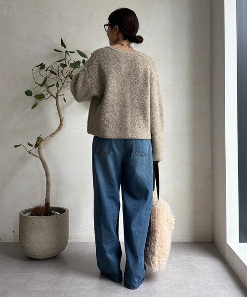 DouDou（ドゥドゥ）の「ループヤーンニットジャケット（カーディガン/ボレロ・レディース・グレー/ネイビー/ベージュ・FREE）」の13枚目の写真