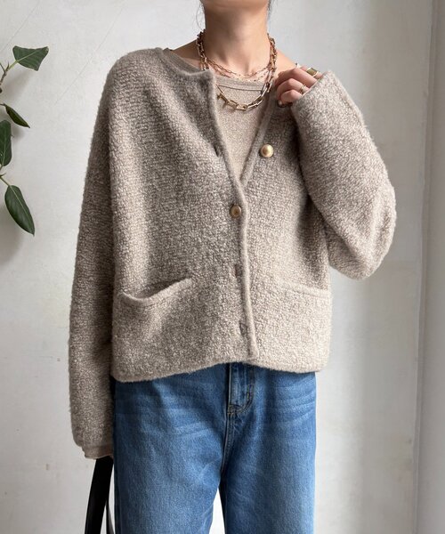 DouDou（ドゥドゥ）の「ループヤーンニットジャケット（カーディガン/ボレロ・レディース・グレー/ネイビー/ベージュ・FREE）」の11枚目の写真