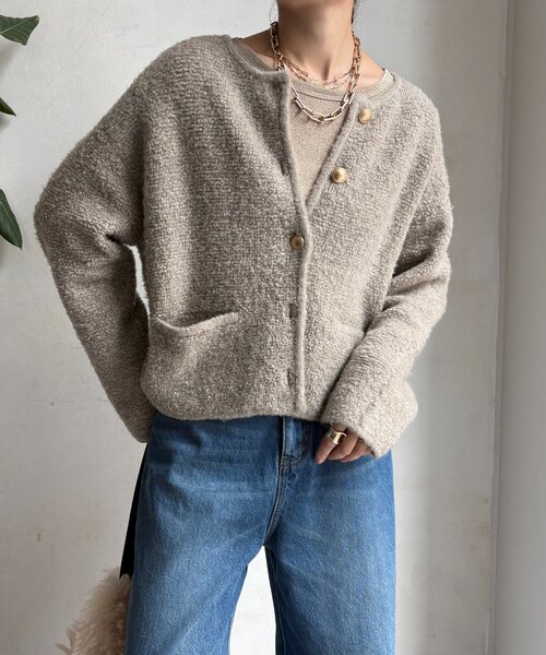 DouDou（ドゥドゥ）の「ループヤーンニットジャケット（カーディガン/ボレロ・レディース・グレー/ネイビー/ベージュ・FREE）」の10枚目の写真