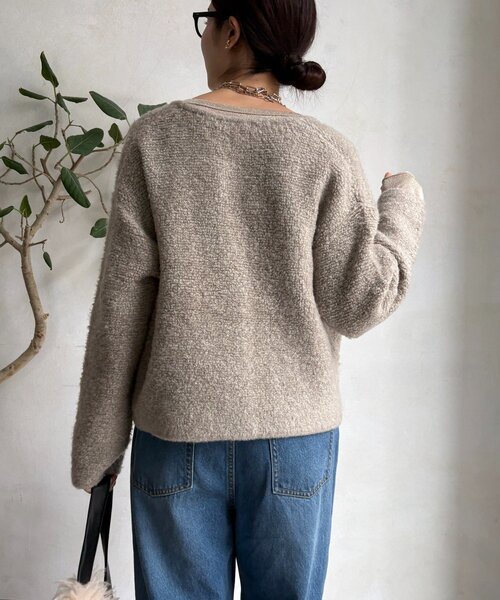 DouDou（ドゥドゥ）の「ループヤーンニットジャケット（カーディガン/ボレロ・レディース・グレー/ネイビー/ベージュ・FREE）」の9枚目の写真