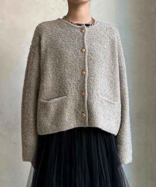 DouDou（ドゥドゥ）の「ループヤーンニットジャケット（カーディガン/ボレロ・レディース・グレー/ネイビー/ベージュ・FREE）」の8枚目の写真