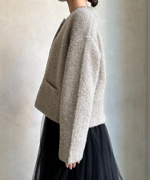 DouDou（ドゥドゥ）の「ループヤーンニットジャケット（カーディガン/ボレロ・レディース・グレー/ネイビー/ベージュ・FREE）」の7枚目の写真