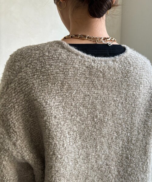 DouDou（ドゥドゥ）の「ループヤーンニットジャケット（カーディガン/ボレロ・レディース・グレー/ネイビー/ベージュ・FREE）」の5枚目の写真