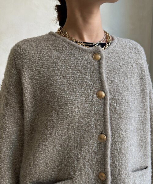 DouDou（ドゥドゥ）の「ループヤーンニットジャケット（カーディガン/ボレロ・レディース・グレー/ネイビー/ベージュ・FREE）」の4枚目の写真