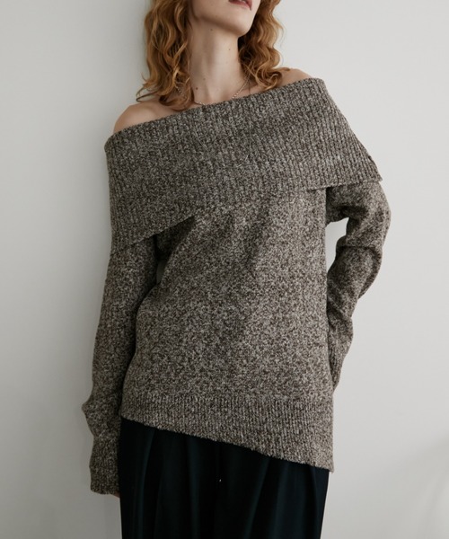 Aunt Marie's（アントマリーズ）の「オフショルダーミックスニット（ニット/セーター・レディース・ブラウン/ブラック・FREE）」の17枚目の写真