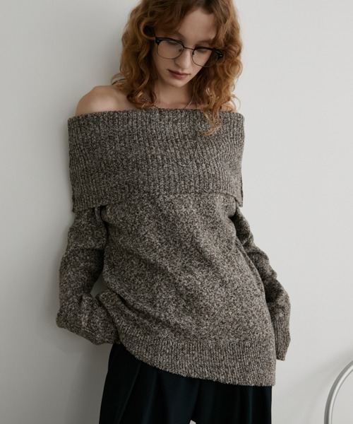 Aunt Marie's（アントマリーズ）の「オフショルダーミックスニット（ニット/セーター・レディース・ブラウン/ブラック・FREE）」の19枚目の写真