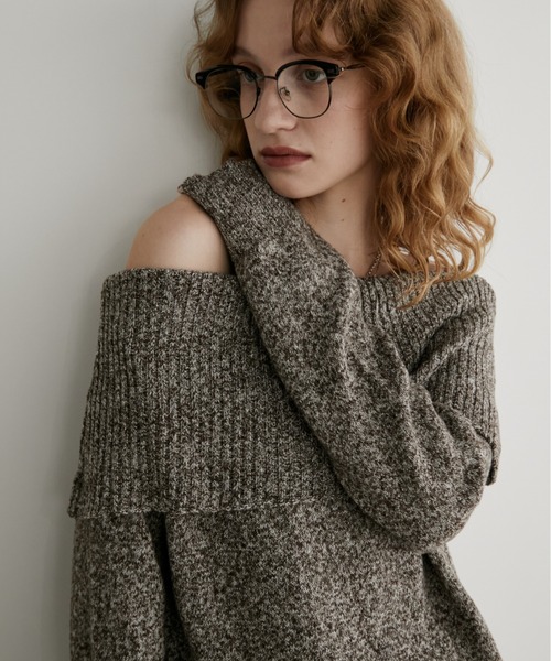 Aunt Marie's（アントマリーズ）の「オフショルダーミックスニット（ニット/セーター・レディース・ブラウン/ブラック・FREE）」の18枚目の写真