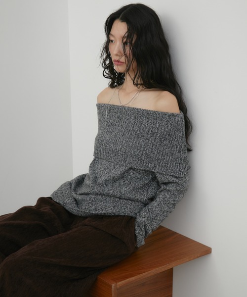 Aunt Marie's（アントマリーズ）の「オフショルダーミックスニット（ニット/セーター・レディース・ブラウン/ブラック・FREE）」の8枚目の写真