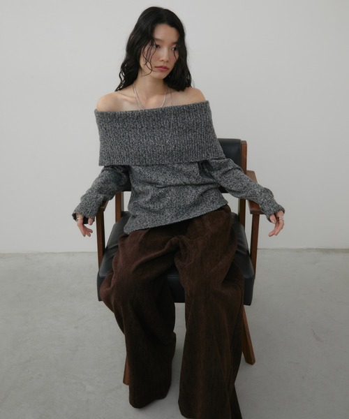 Aunt Marie's（アントマリーズ）の「オフショルダーミックスニット（ニット/セーター・レディース・ブラウン/ブラック・FREE）」の9枚目の写真