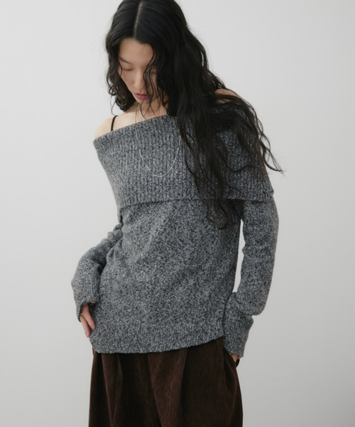 Aunt Marie's（アントマリーズ）の「オフショルダーミックスニット（ニット/セーター・レディース・ブラウン/ブラック・FREE）」の7枚目の写真