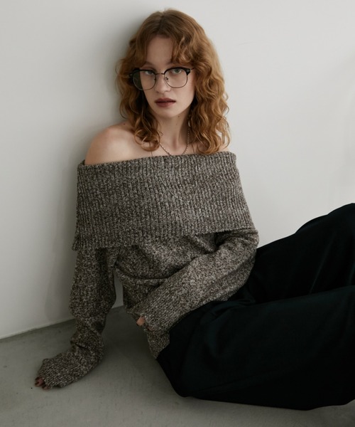 Aunt Marie's（アントマリーズ）の「オフショルダーミックスニット（ニット/セーター・レディース・ブラウン/ブラック・FREE）」の16枚目の写真