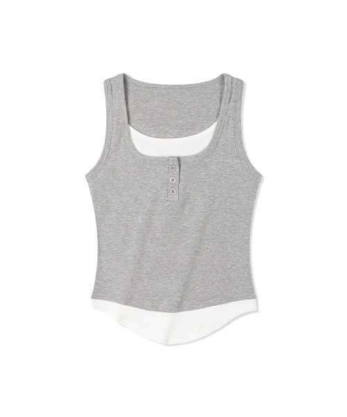 MOAA(モア)の「ヘンリーネックレイヤードスリーブレス(メランジェグレー)(Tシャツ/カットソー・レディース・その他・SMALL/MEDIUM)」の1枚目の写真