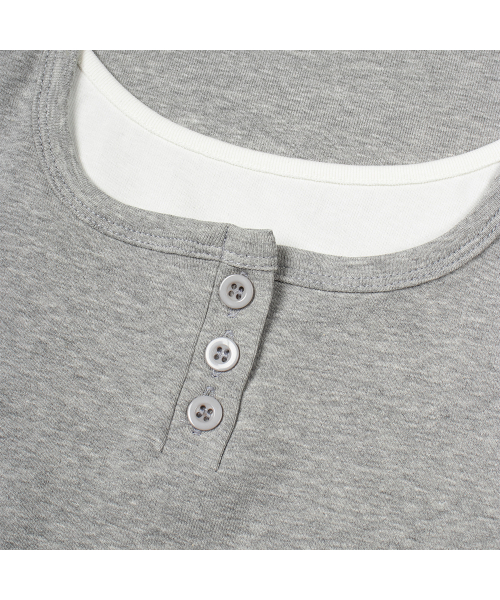 MOAA(モア)の「ヘンリーネックレイヤードスリーブレス(メランジェグレー)(Tシャツ/カットソー・レディース・その他・SMALL/MEDIUM)」の4枚目の写真