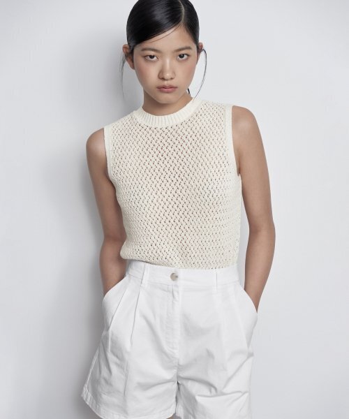 MUSINSA STANDARD WOMAN（ムシンサスタンダードウーマン）の「ウィメンズリネンブレンドクロシェスリーブレストップ [アイボリー]（ニット/セーター・レディース・その他・SMALL/MEDIUM/LARGE）」の16枚目の写真