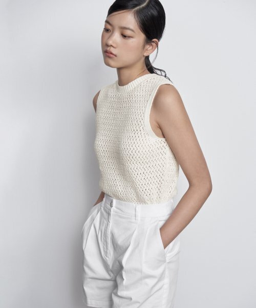 MUSINSA STANDARD WOMAN（ムシンサスタンダードウーマン）の「ウィメンズリネンブレンドクロシェスリーブレストップ [アイボリー]（ニット/セーター・レディース・その他・SMALL/MEDIUM/LARGE）」の15枚目の写真