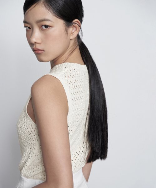 MUSINSA STANDARD WOMAN（ムシンサスタンダードウーマン）の「ウィメンズリネンブレンドクロシェスリーブレストップ [アイボリー]（ニット/セーター・レディース・その他・SMALL/MEDIUM/LARGE）」の14枚目の写真