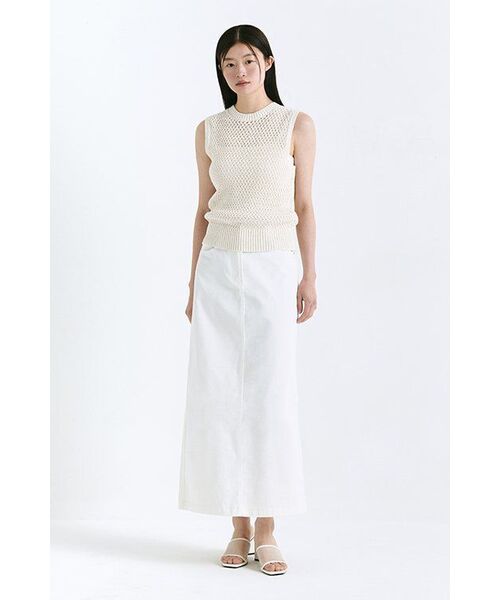MUSINSA STANDARD WOMAN（ムシンサスタンダードウーマン）の「ウィメンズリネンブレンドクロシェスリーブレストップ [アイボリー]（ニット/セーター・レディース・その他・SMALL/MEDIUM/LARGE）」の7枚目の写真