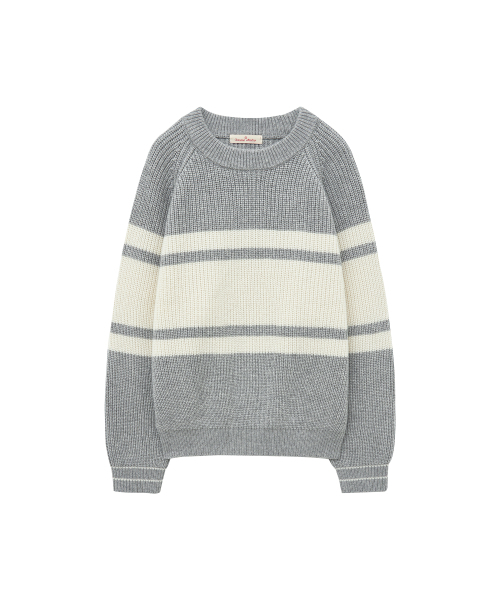 KN4269 Striped Raglan Knit_Melange Gray