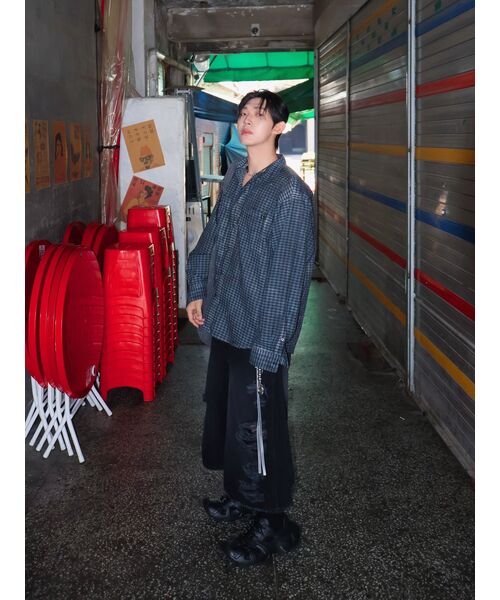 NOMANUAL(NOMANUAL)の「OVERDYED CHECK SHIRT - CHARCOAL(シャツ/ブラウス・メンズ・その他・MEDIUM/LARGE)」の3枚目の写真