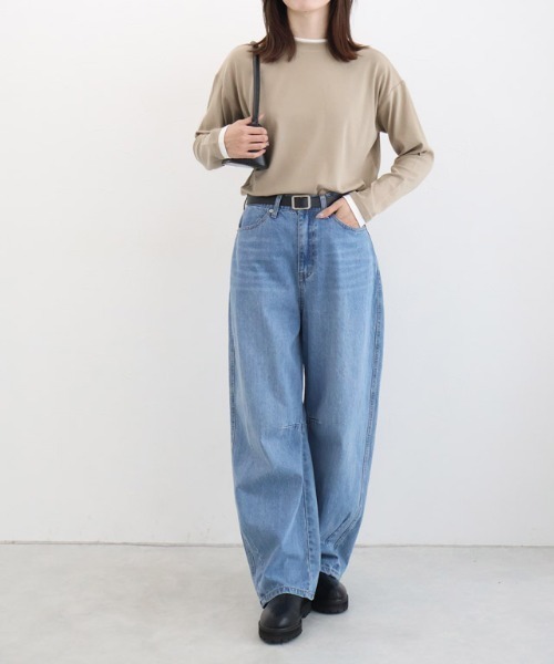 Pierrot(ピエロ)の「裏微起毛レイヤード風カットソー(Tシャツ/カットソー・レディース・ベージュ/杢グレー/ブラック・L/M)」の6枚目の写真