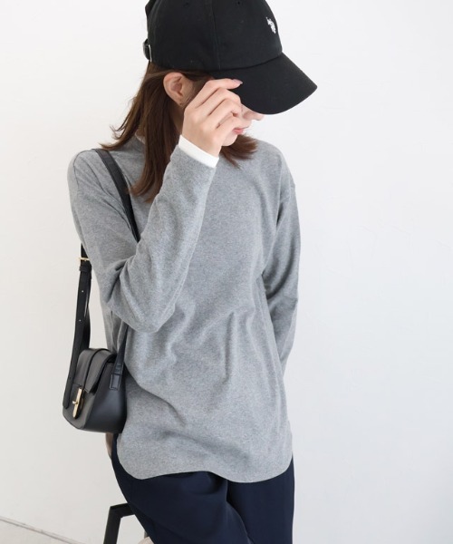 Pierrot(ピエロ)の「裏微起毛レイヤード風カットソー(Tシャツ/カットソー・レディース・ベージュ/杢グレー/ブラック・L/M)」の9枚目の写真
