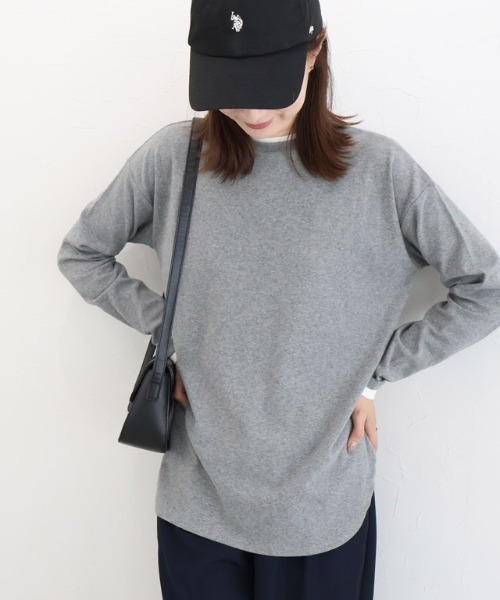 Pierrot(ピエロ)の「裏微起毛レイヤード風カットソー(Tシャツ/カットソー・レディース・ベージュ/杢グレー/ブラック・L/M)」の10枚目の写真