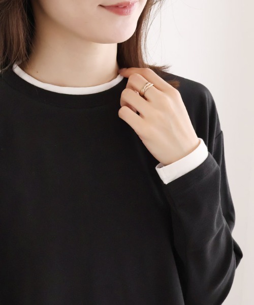 Pierrot(ピエロ)の「裏微起毛レイヤード風カットソー(Tシャツ/カットソー・レディース・ベージュ/杢グレー/ブラック・L/M)」の15枚目の写真