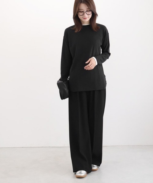 Pierrot(ピエロ)の「裏微起毛レイヤード風カットソー(Tシャツ/カットソー・レディース・ベージュ/杢グレー/ブラック・L/M)」の16枚目の写真
