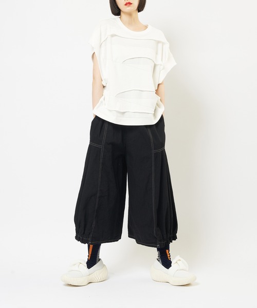 gomme（ゴム）の「ヘムギャザーデニムパンツ（デニムパンツ・レディース・ブラック/インディゴブルー・MEDIUM）」の4枚目の写真