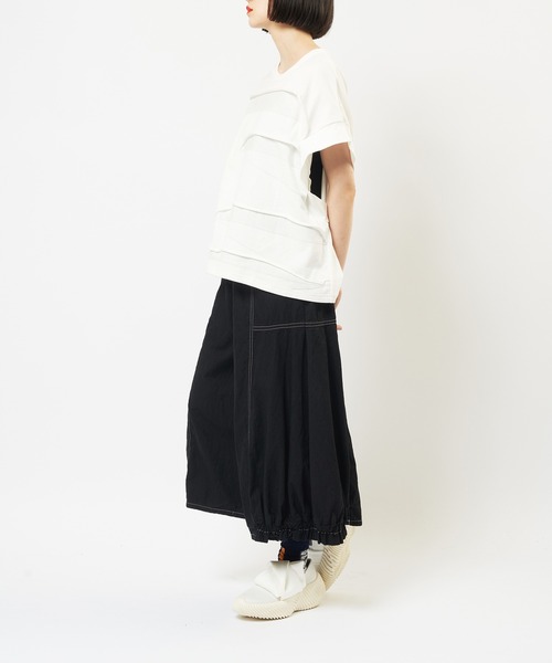 gomme（ゴム）の「ヘムギャザーデニムパンツ（デニムパンツ・レディース・ブラック/インディゴブルー・MEDIUM）」の6枚目の写真