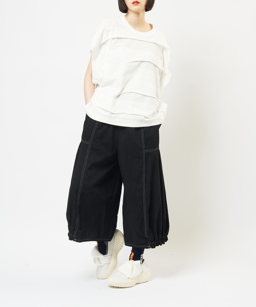 gomme（ゴム）の「ヘムギャザーデニムパンツ（デニムパンツ・レディース・ブラック/インディゴブルー・MEDIUM）」の5枚目の写真