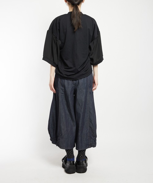 gomme（ゴム）の「ヘムギャザーデニムパンツ（デニムパンツ・レディース・ブラック/インディゴブルー・MEDIUM）」の10枚目の写真