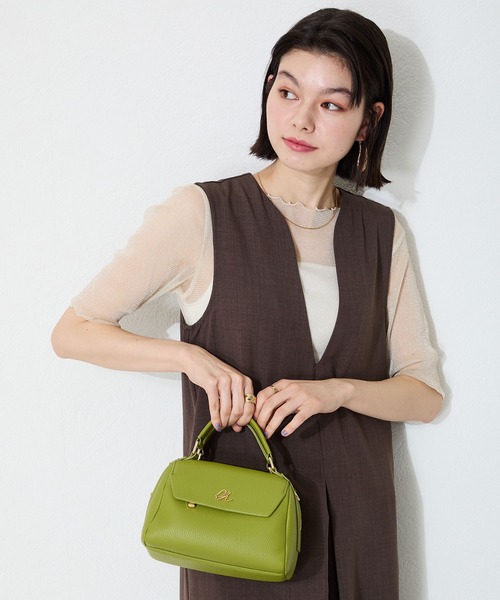 MISCH MASCH（ミッシュマッシュ）の「ゴールドロゴモチーフハンドバッグ（ハンドバッグ・レディース・ブラック/ブラウン/グリーン・ﾌﾘ-）」の9枚目の写真