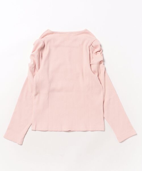 nino（ニノ）の「袖シャーリング テレコTee（Tシャツ/カットソー・キッズ・ホワイト/ピンク・140cm/130cm）」の3枚目の写真