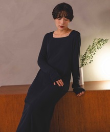 Foo Tokyo（フートーキョー）の「シルクブレンドリブニットワンピース　ネイビー（ワンピース）」