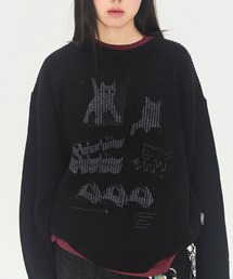 【UNISEX】VIDEO JOCKEY/hip sterニットプルオーバー